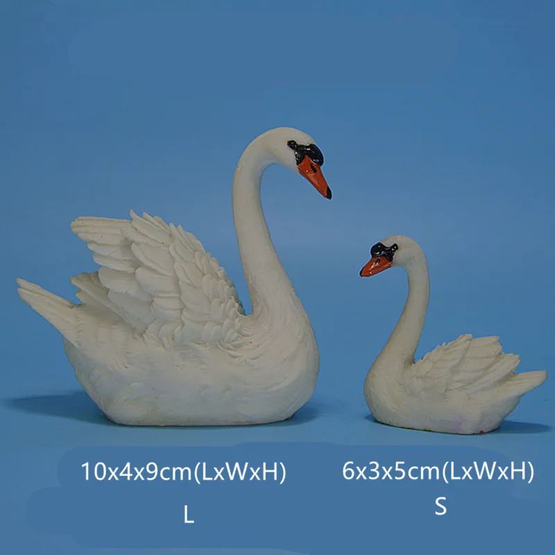 Swan 2Pc (S L) 6 см, 10 см, 12 см, маленькие садовые украшения, уличные фигурки лебедей из смолы, статуэтки для сада, художественные статуэтки животных, украшения для дома - Цвет: Swan 2Pc (S L)