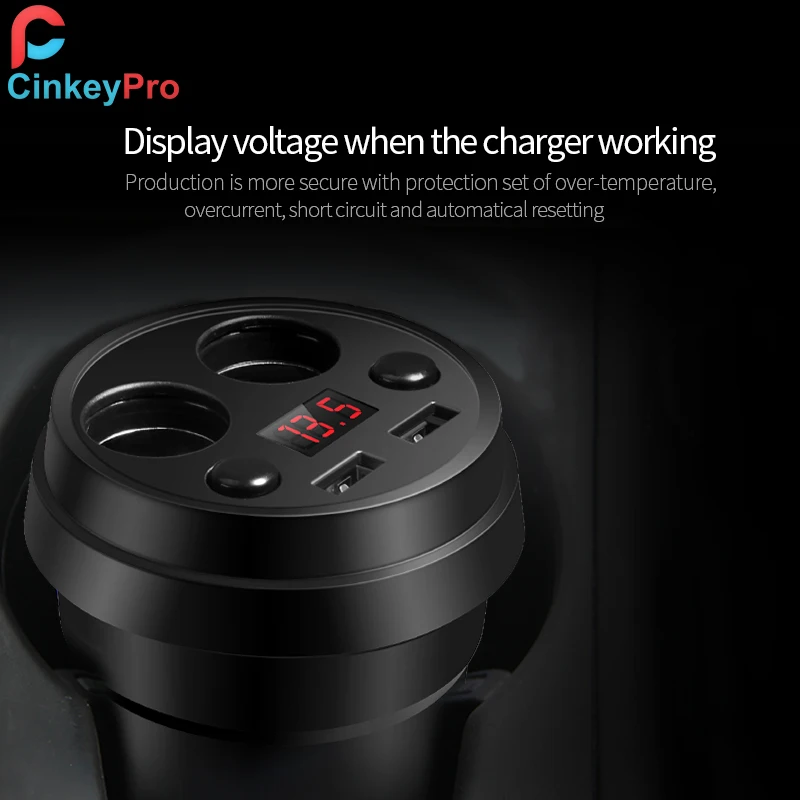 CinkeyPro чашки 2-Порты и разъёмы зарядных порта USB для автомобиля Зарядное устройство для iPhone 8 Plus iPad samsung 2* Прикуриватель Автомобиля-Зарядное устройство для мобильного телефона 5В/3.1A зарядки