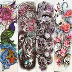 Временные тату-наклейки FANRUI на всю руку для мужчин и женщин, хна, 3D акварельные татуировки с розой, черепом, ангелом, телом, ногами, искусство, флэш-тату-бумага