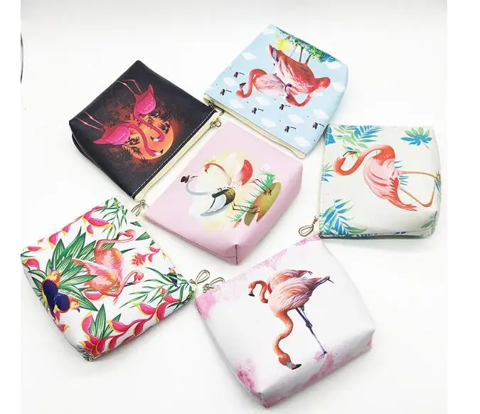 30pcs/lot! New Cute Flamingos Canvas Coin Purses Zipper Wallet Lady Coin Purse Wholesales