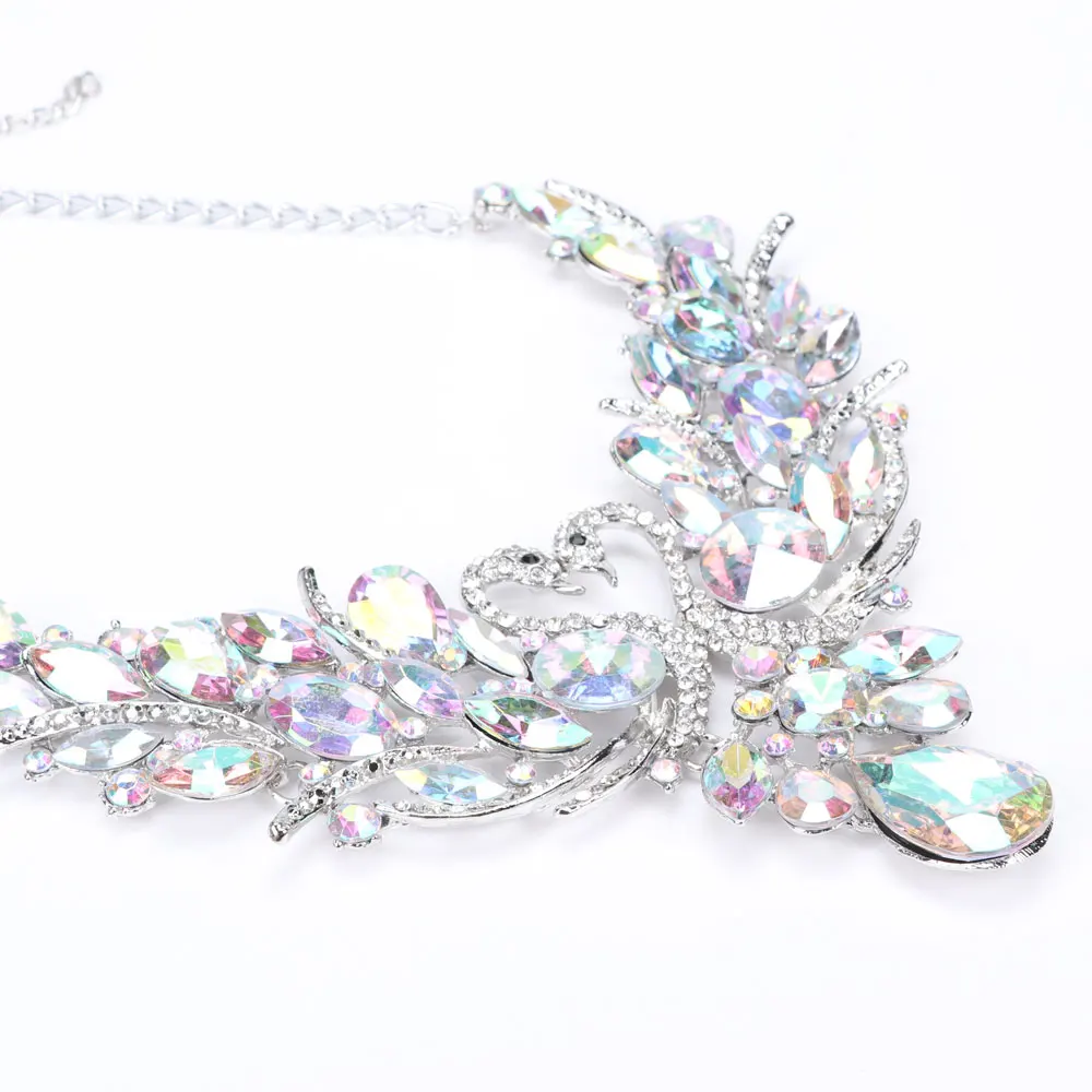 Женский ювелирный комплект из колье и серёг с серебряным покрытием|necklace machine|necklace