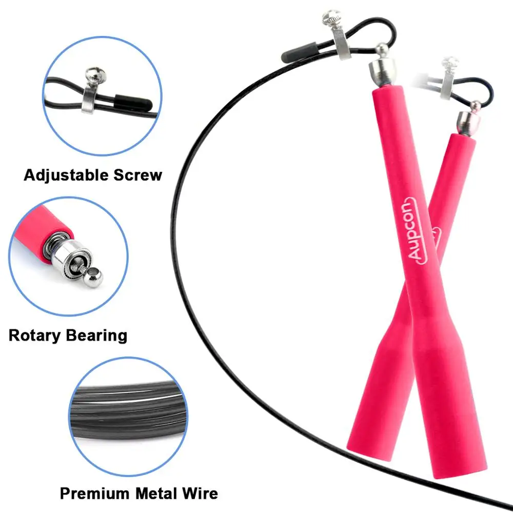 AUPCON Speed Jump Rope Adjustable Skipping Rope 360-degree Swivel Metal Ball Bearing Cable Fitness Exercise Sport Jump Ropes