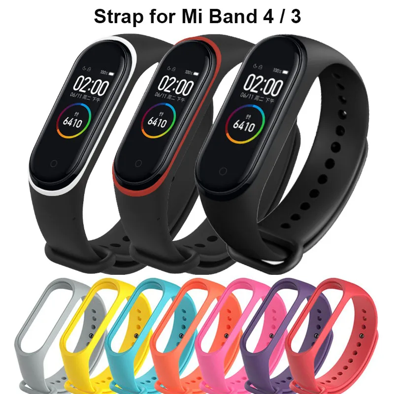 Силиконовый ремешок для Xiaomi Mi Band 4 аксессуары Miband сменный Браслет с двойными