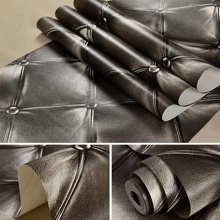 Роскошная 3D настенная бумага из искусственной кожи для стены гостиной кровати
