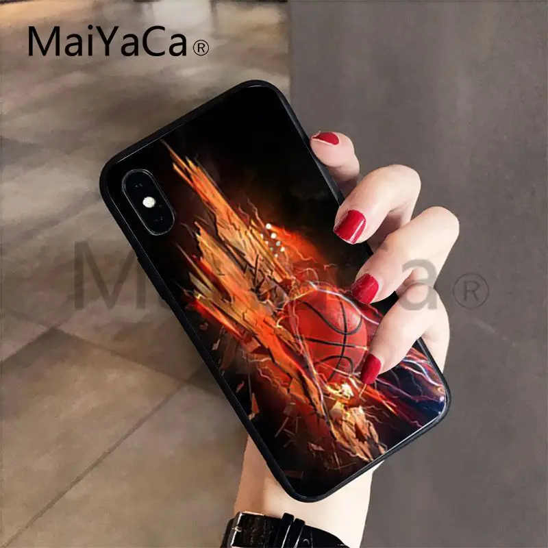 MaiYaCa Баскетбол черный ТПУ мягкий резиновый чехол для телефона чехол для iphone 7 7plus X 8 8plus и 5 5S 6s 6s Plus Чехол для мобильного телефона