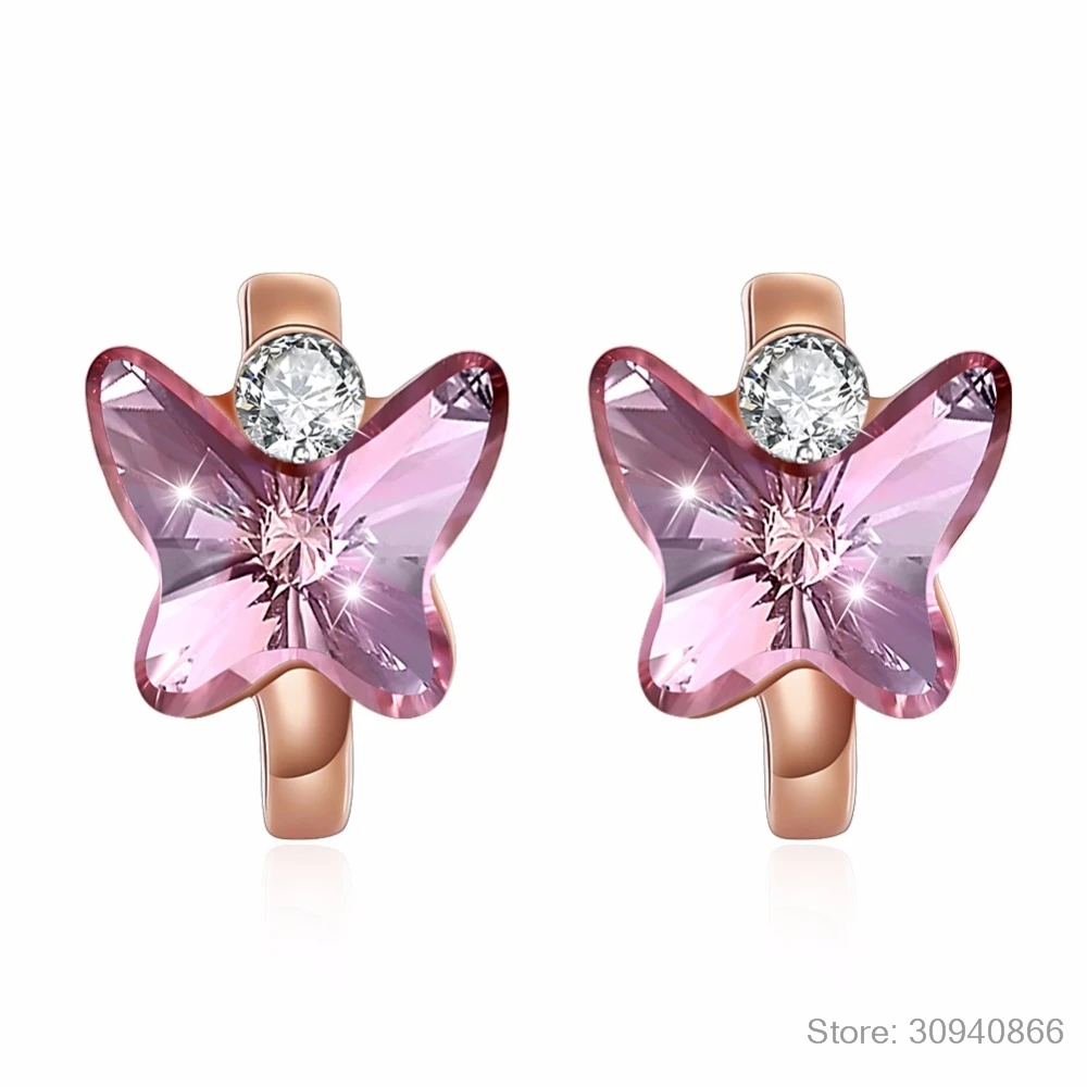 Серьги-гвоздики LEKANI с кристаллами SWAROVSKI, с милым бантом, пирсинг, S925 серебро, хорошее ювелирное изделие для женщин, подарки