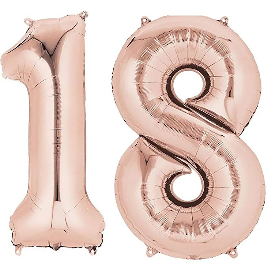 Rose Gold 18th шарики ко дню рождения 40 дюймов гигантский Фольга Воздушный шар День Рождения украшения комплект из розового золота серебро 18 воздушные шары взрослая церемония Декор - Цвет: Rose Gold