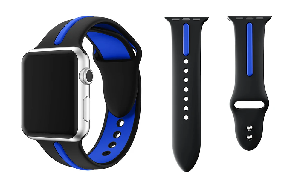 Спортивный силиконовый ремешок для наручных часов Apple Watch, ремешок 42 мм, длина-44 мм, 40 мм, 38 мм, версия наручных часов Iwatch серии 4/3/2/1 наручные часы браслет ремешок для ремня