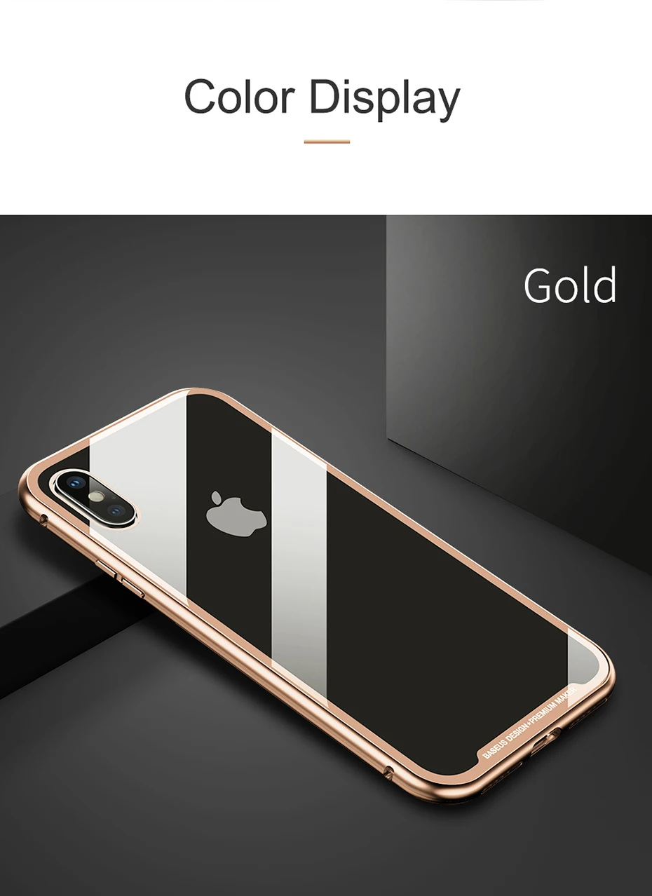 Baseus Магнитный адсорбционный чехол для телефона для iPhone XS Max Xr Coque роскошное закаленное стекло с магнитом задняя крышка для iPhone Xsmax Coque