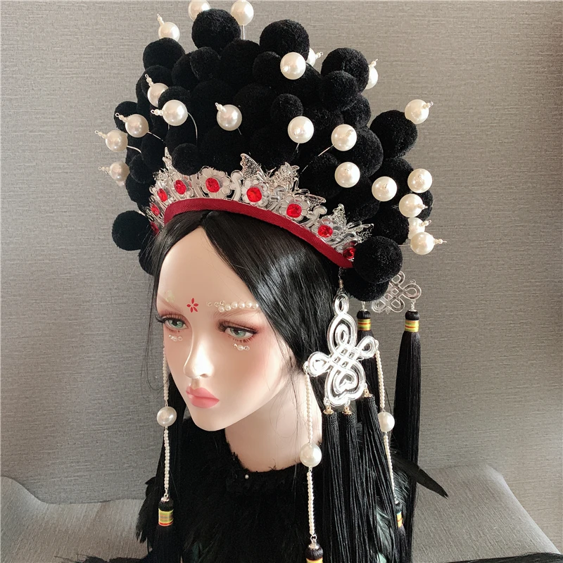 7 видов конструкций Bobbles queen тиара с кистями преувеличивать Личности шоу на сцене модель Тиара для волос тематическая фотография Пекинская оперная шляпа
