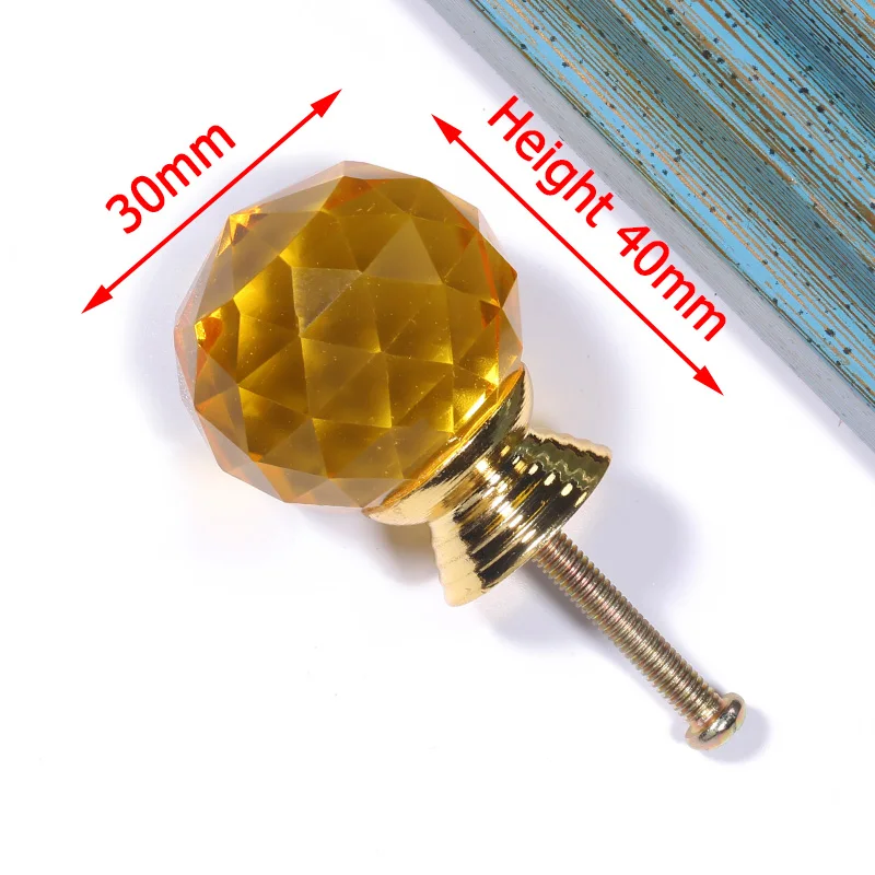 Yellow Gold Base NAIERDI 30 мм круглые алмазные Хрустальные стеклянные ручки Шкаф Тянет цветной ящик ручки кухонный шкаф ручки Мебельная ручка - Цвет: Yellow Gold Base