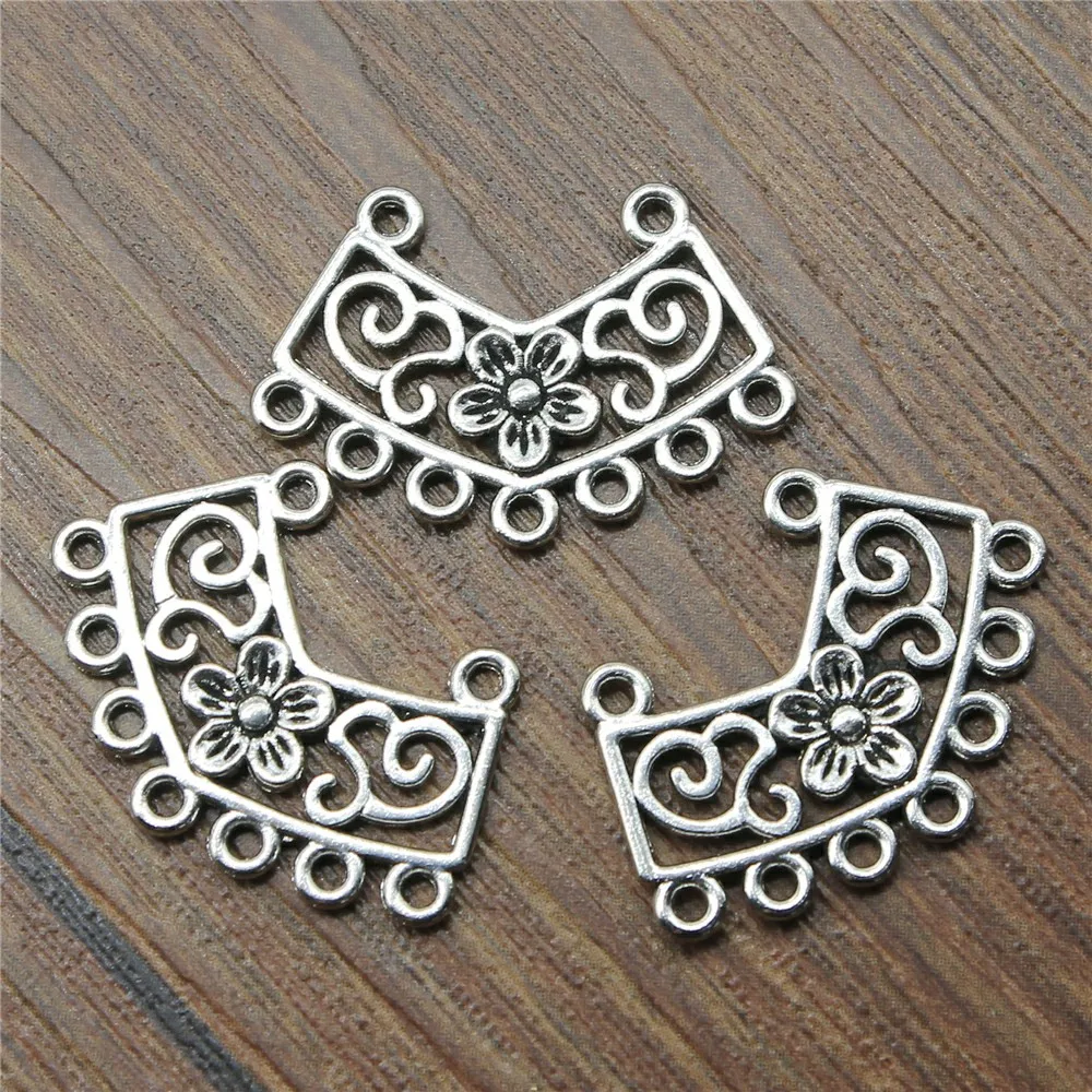 WYSIWYG 10 шт 26x18mm цветок пористые серьги соединитель ювелирных изделий античное