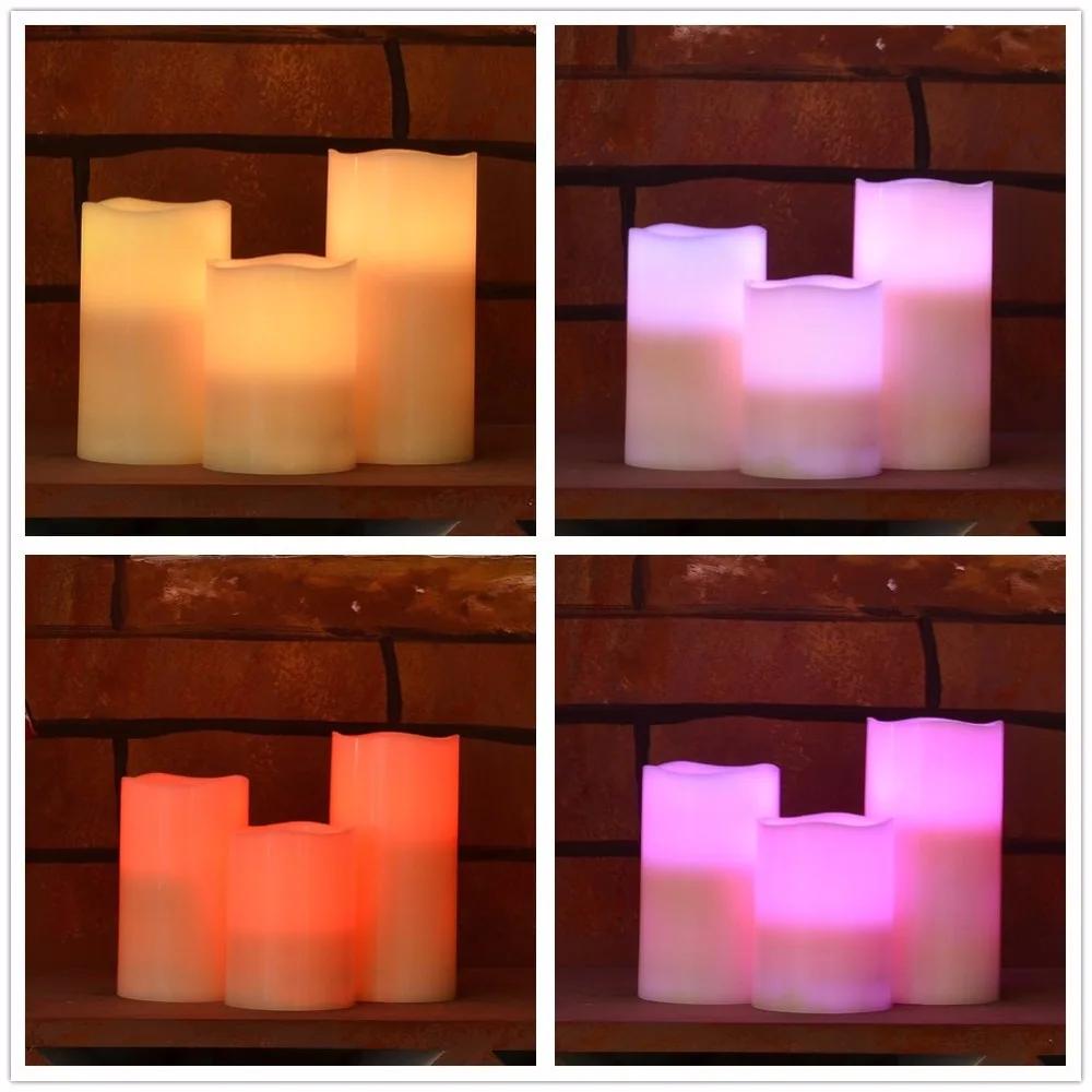 Цвет Изменен градиент воск светодио дный светодиодные свечи дистанционное
