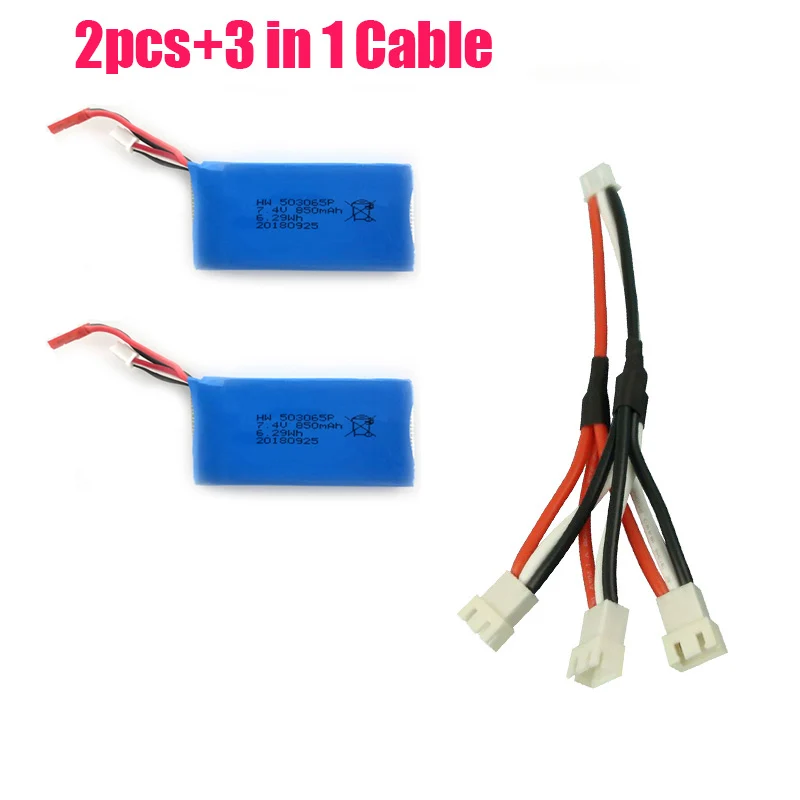 7,4 V 850mAh Lipo аккумулятор для JJRC H68G A20G gps RC Квадрокоптер аксессуары Дрон запасные части 3 в 1 USB кабель зарядного устройства