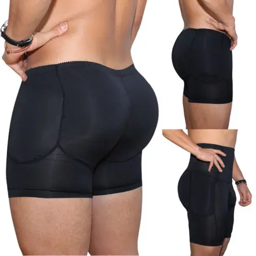 

Hot sale causal high waist Men Boxer Padded Butt Booster Enhancer Boyshort Flat Stomach Shapewear plus size S-3XL