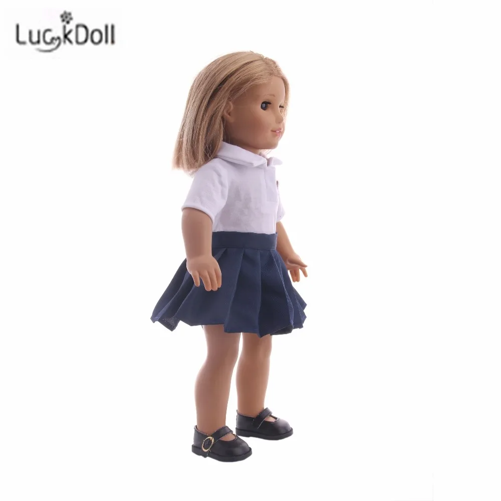 LUCKDOLL маленькой девочки, школьная униформа, гребень+ зеркало, 2 флаконы для духов, 2 щипцы для завивки волос, расческа, ракетка для игры в бадминтон, для 18 дюймов американская кукла