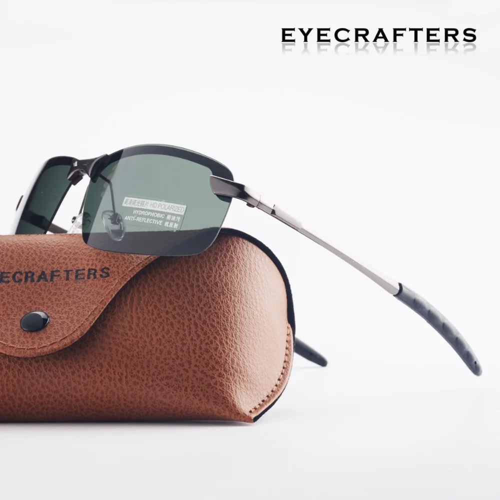 Мужские поляризационные солнцезащитные очки Eyecrafters UV400 металлическая оправа без