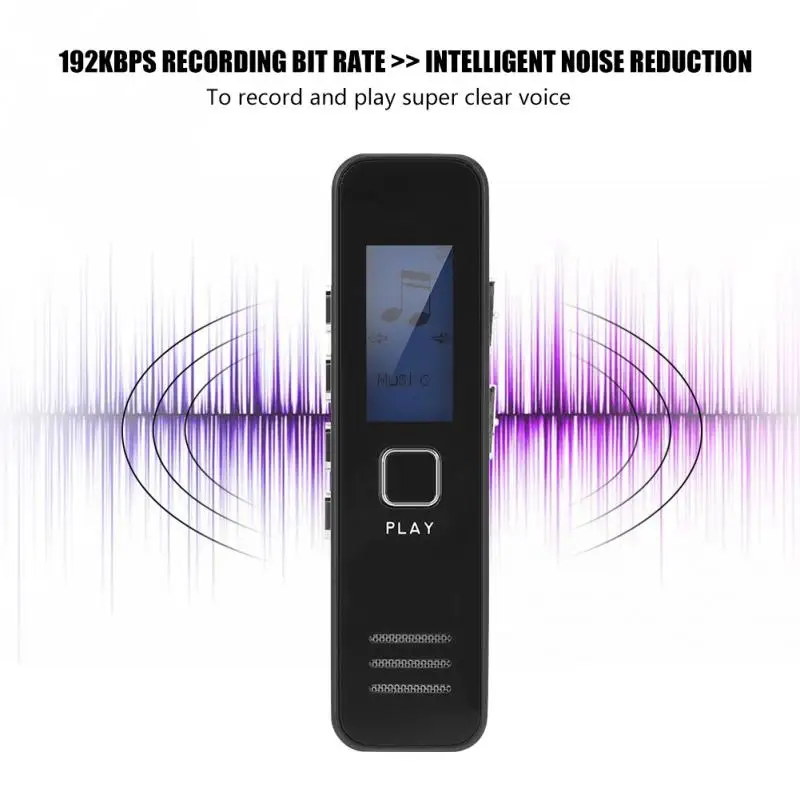 Мини цифровой диктофон Регистраторы 192 кбит/с 20-часовой Запись MP3 игры мини-диктофон с функцией Регистраторы Поддержка флеш-карты памяти TF 32 ГБ