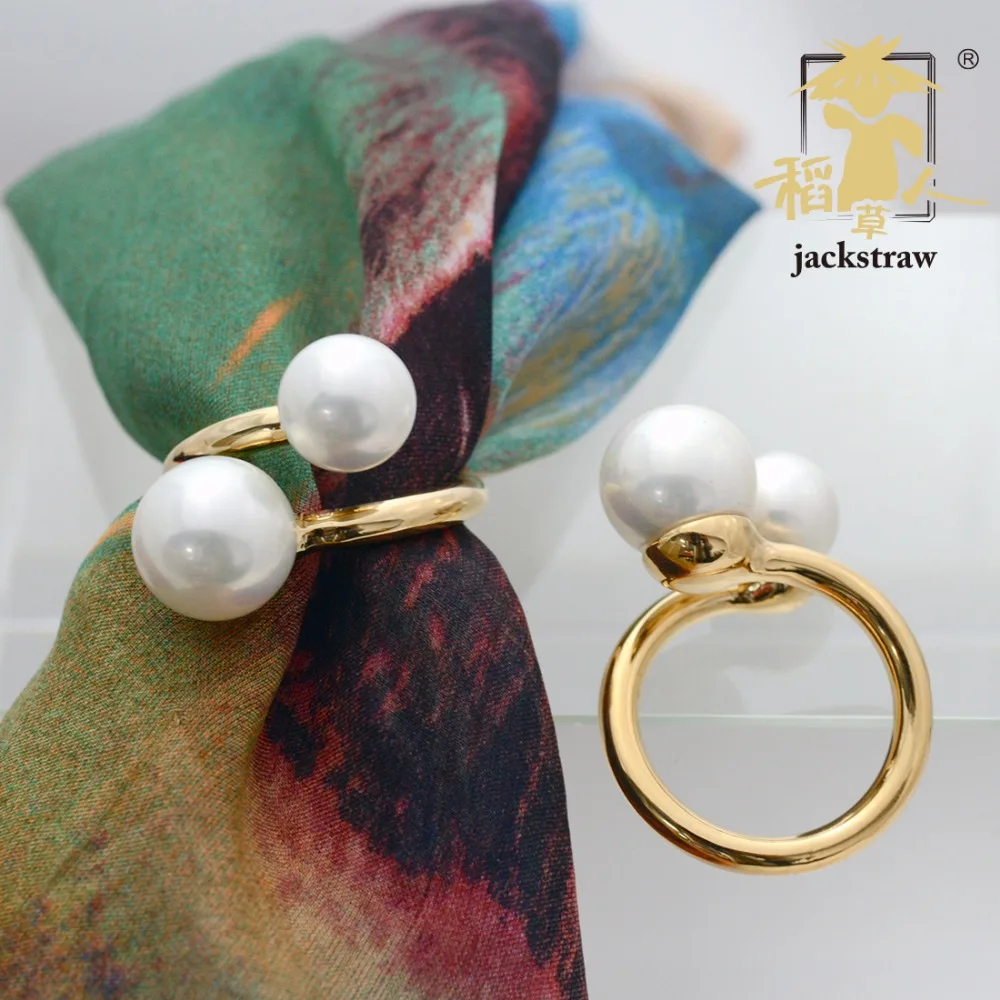 

Cnjackstraw brand factory copper high quality freshwater pearl scarf brooch jewelry scarf buckle multi-purpose gold color