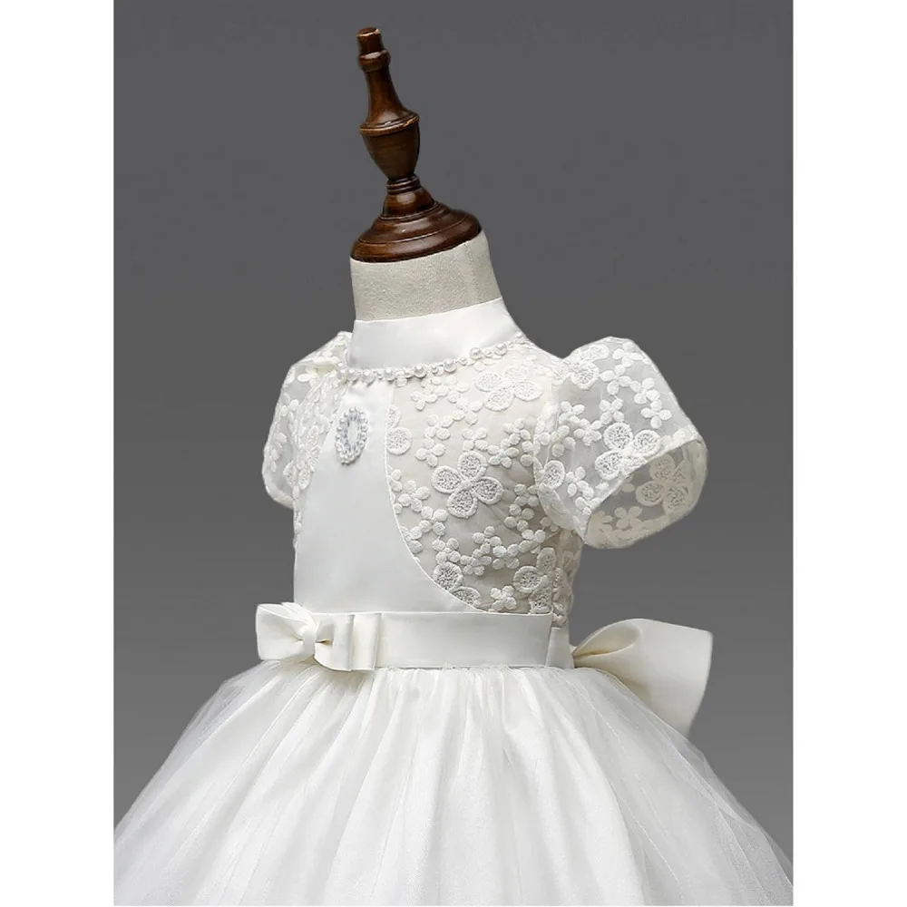 2017 Fashion White Pink Yellow Tutu Ball Gown Short sleeve Bow Organza Lace Zipper Flower Girl Dresses Kids Pageant Age | Свадьбы и