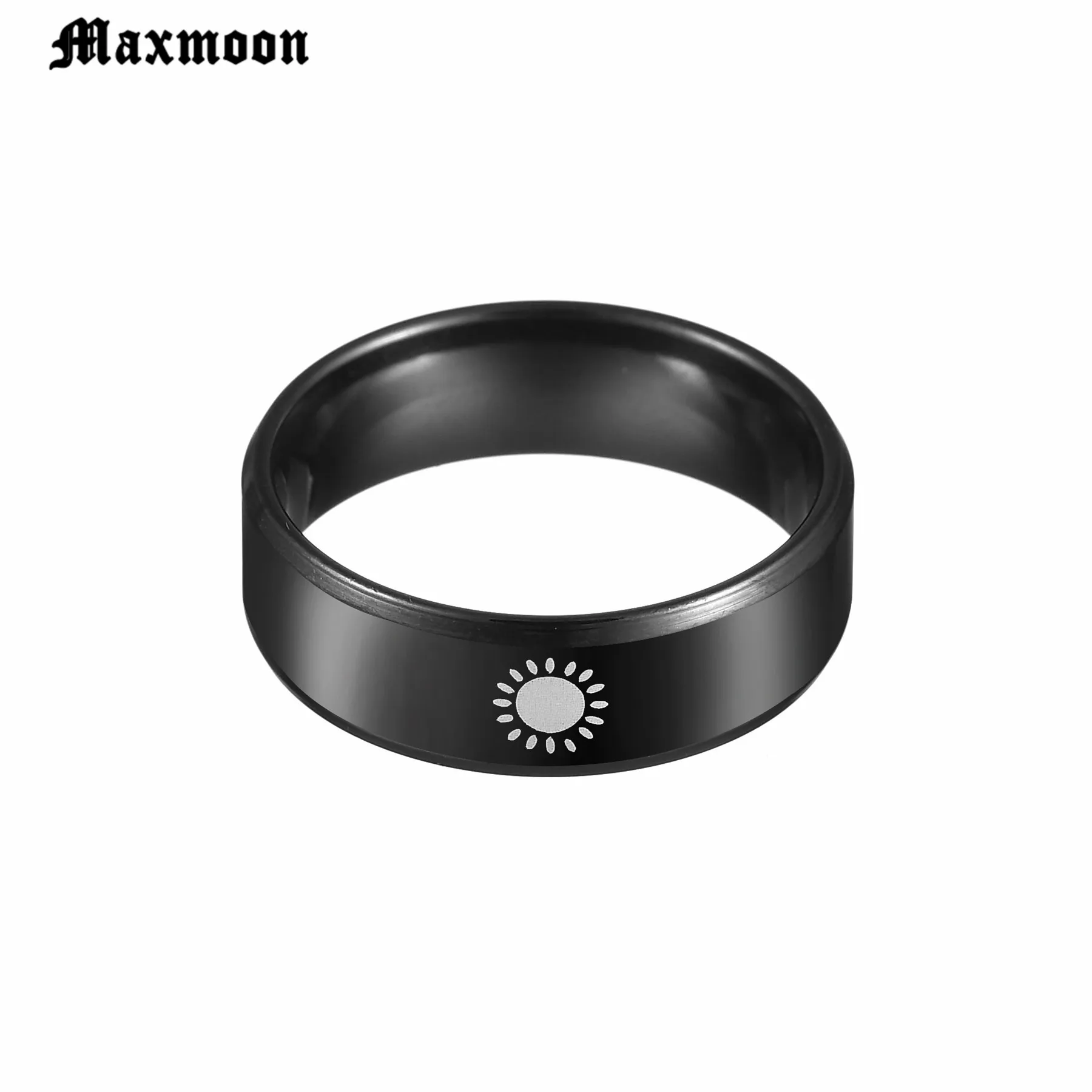 Maxmoon черное титановое кольцо из нержавеющей стали Солнце Луна Звезда ислам