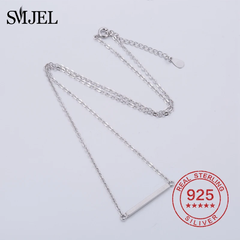 SMJEL 100% Стерлинговое Серебро 925 пробы простое ожерелье для женщин