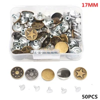 50 pcs apparel sewing metal buttons mixed styles metal shank for jeans fasterners diy sewing clothes accessories