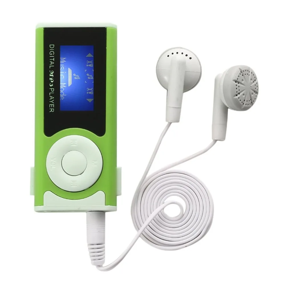 Портативный MP3-плеер с ЖК-экраном, USB мини MP3-плеер с зажимом, светодиодный светильник, стерео музыкальный плеер с супер басами для Micro SD TF карты+ наушники