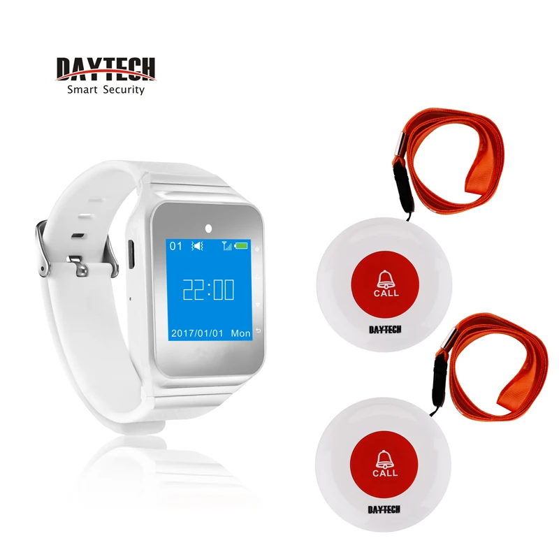 1 Watch 2 Buttons DAYTECH пейджер ресторанная служба кнопка вызова система вызова 433 МГц часы пейджер для кафе/больницы пожилых аварийный сигнал вызова - Цвет: 1 Watch 2 Buttons