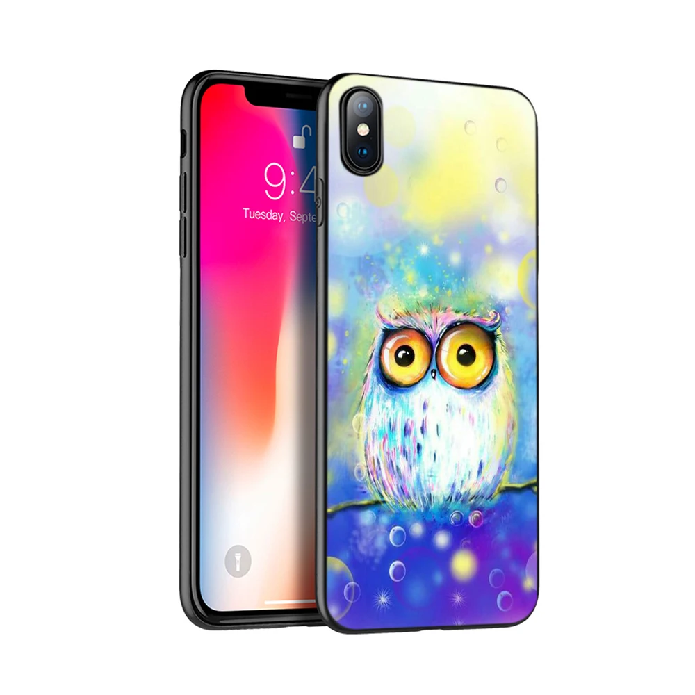 Черный ТПУ чехол для iphone 5 5s SE 2020 6 6s 7 8 plus x 10 силиконовый XR XS 11 pro MAX милый Совы