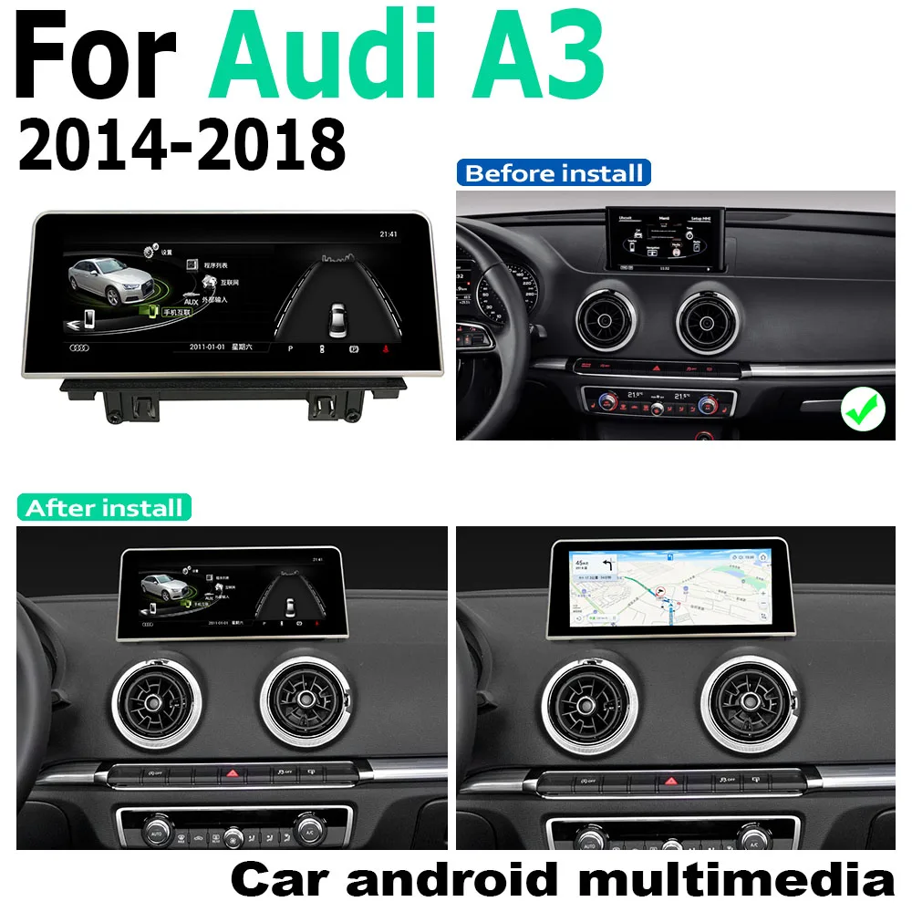 Android сенсорный экран мультимедийный плеер стерео дисплей навигация gps wifi BT для Audi A3 8V MMI