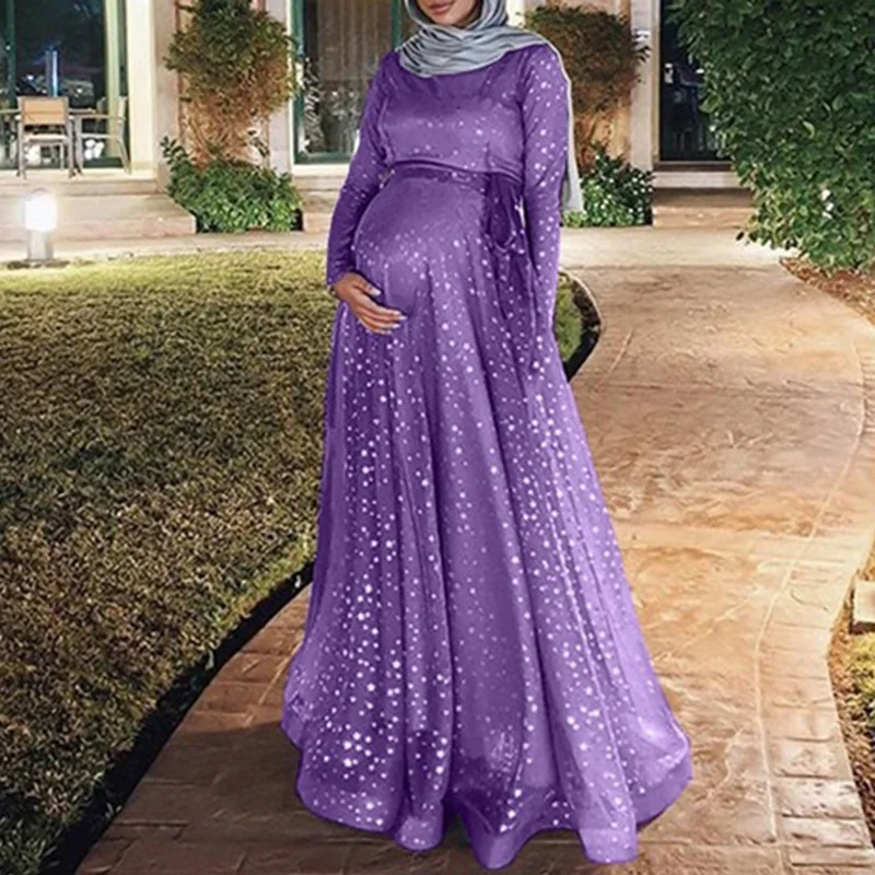 Женское платье для беременных повседневное блестящее мусульманское стильное