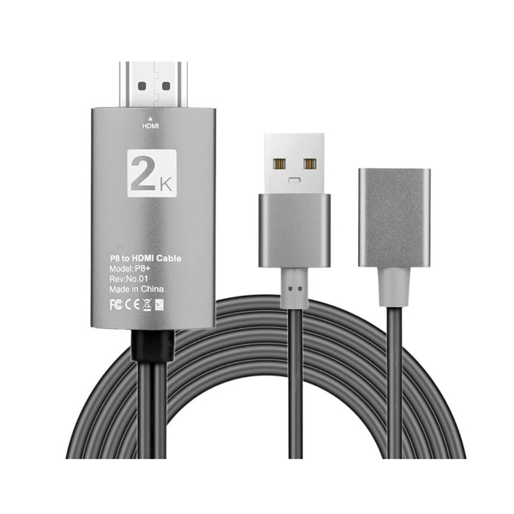 2 м 1080P 2 в 1 USB к HDMI HD ТВ кабель конвертер мобильный телефон к HDMI ТВ Кабель-адаптер для iPhone iPad IOS 8,0 Android телефон