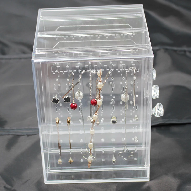 Прозрачная женская витрина для ювелирных изделий органайзер хранения сережек и
