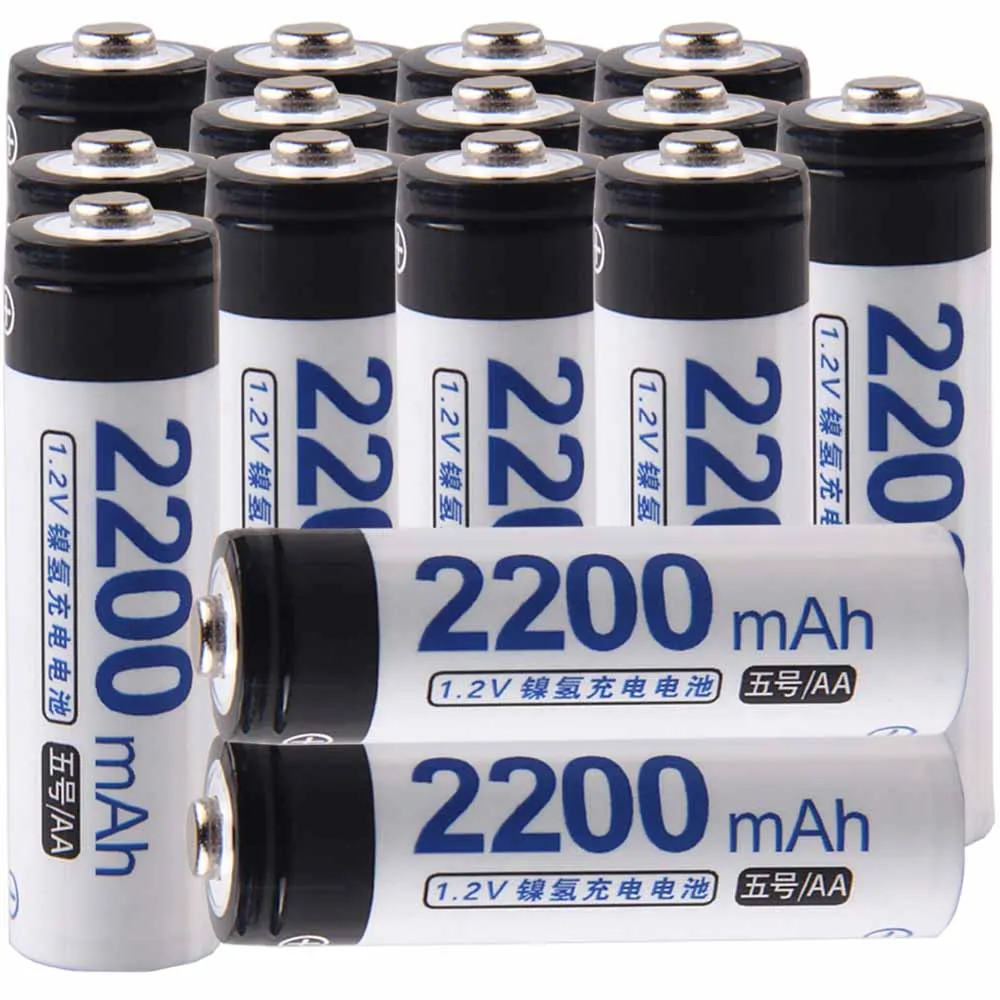 Самая низкая цена 15 шт АА батареи 1 2 v перезаряжаемые 2200 mAh nimh батарея для