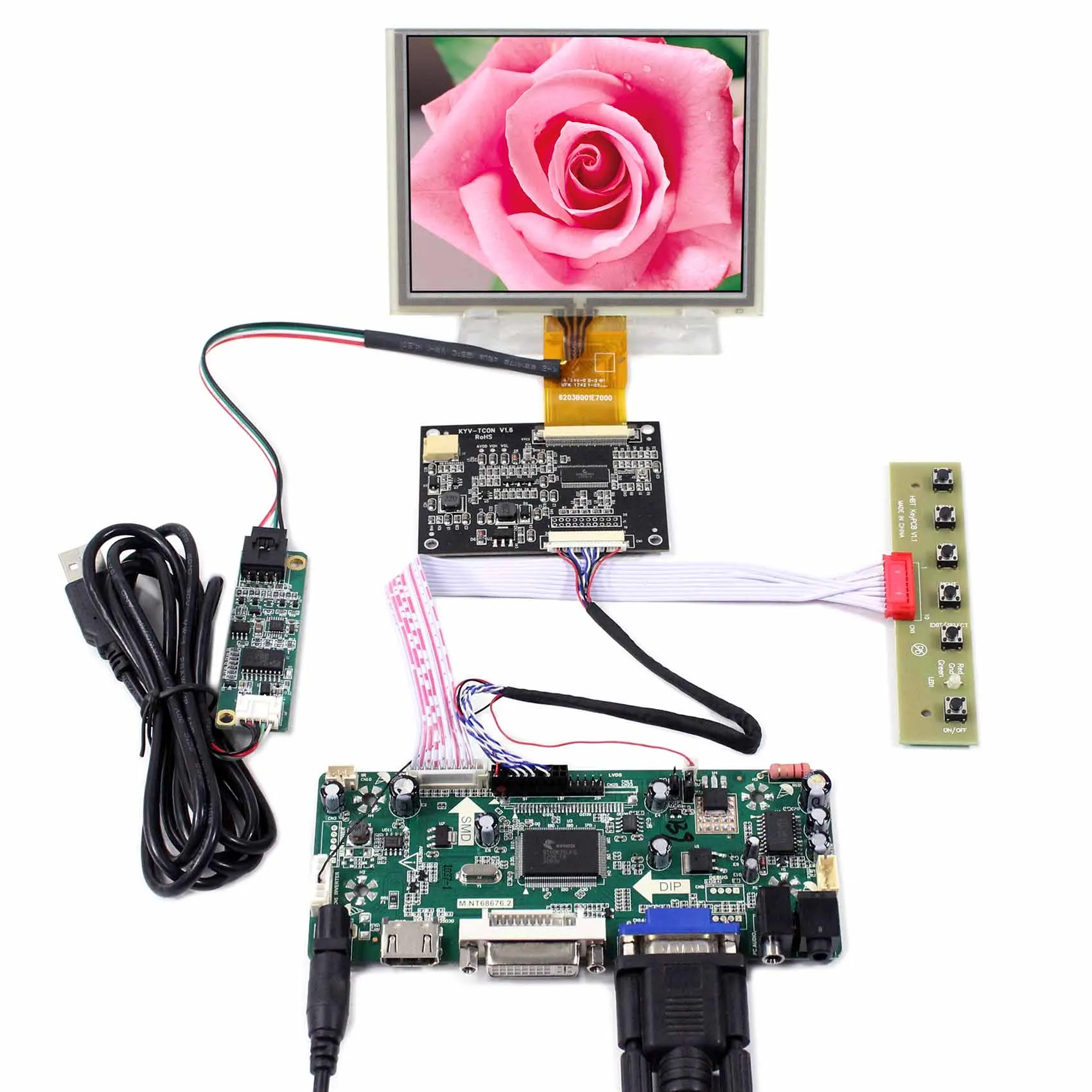 Плата контроллера аудиосигнала HD MI DVI VGA M.NT68676 5 дюймов ZJ050NA 08C 640x480 Lcd с сенсорной