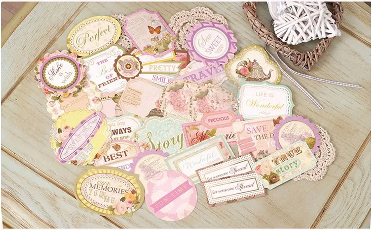 Ретро Цветочный вырезанный пакет бумажные винтажные печатные бирки цитаты титры