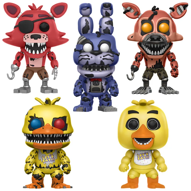 5 шт./компл. Five Nights At Freddy's» «пять ночей у Фредди» Игрушки FNAF ПВХ фигурка героя 5 Fazbear Модель Кукла с принтом "Кошмар Funtime Фокси» из мультфильма для мальчика, Бонни, Чика - Цвет: 5PCS
