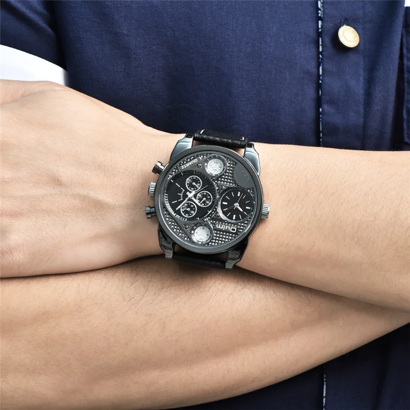 Часы наручные Oulm HP9316 мужские из натуральной кожи повседневные кварцевые с двумя