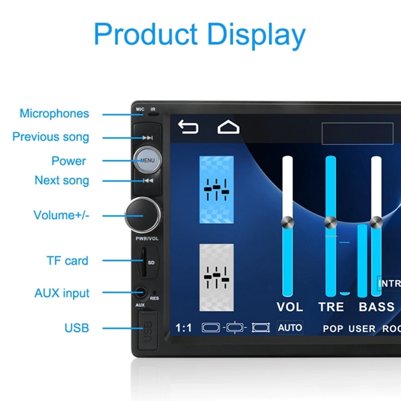 2 din автомобильное радио 7 &quotHD плеер MP5 сенсорный экран цифровой дисплей Bluetooth