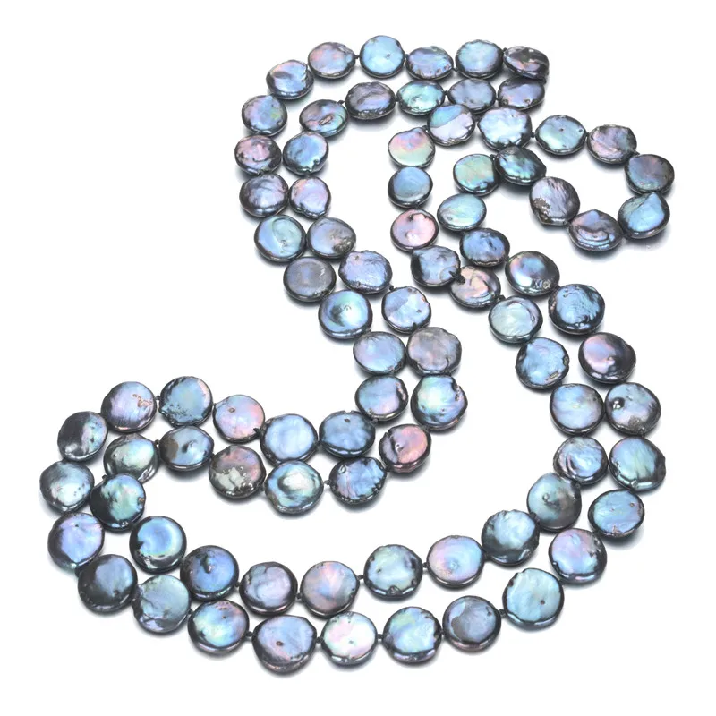SNH 12mm AA coin black color 36inches selling well real pearl necklace for girl women | Украшения и аксессуары