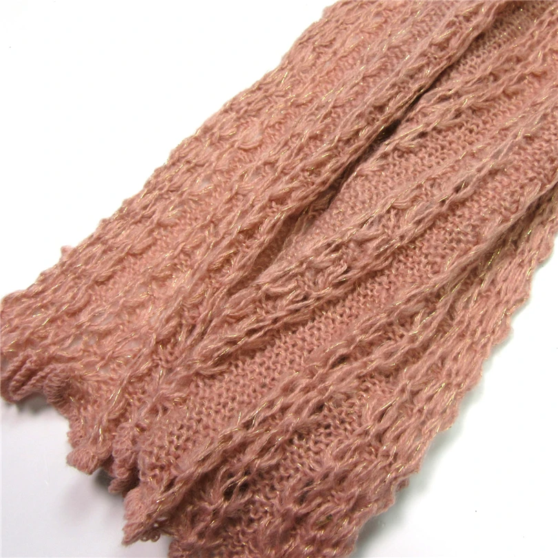 Зимние теплые женские шарфы длинный мохер вязаный люрекс кружевной мягкий шарф