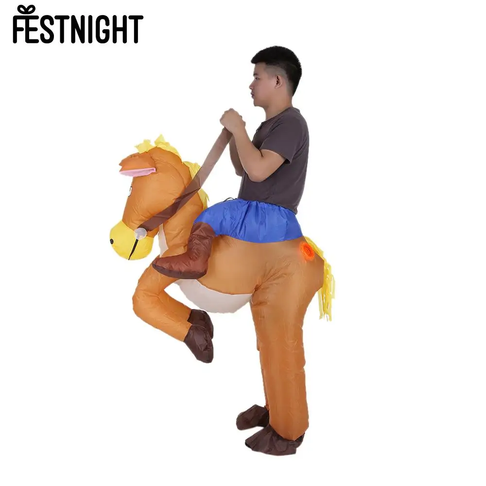 

Funny Cowboy Rider on Horse Inflatable Costume Outfit for Adult Fancy Dress Carnival Party Blow Up Inflatable Costume Suit