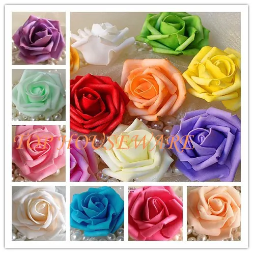 

100PCS DIA 7CM 19colors PE Artificial rose flowers diy wedding bouquet arch flowers decoration kissing ball making