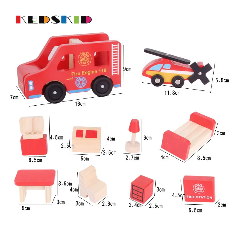 3D деревянной пожарной формы Автостоянка Комплект собран игрушка для детей
