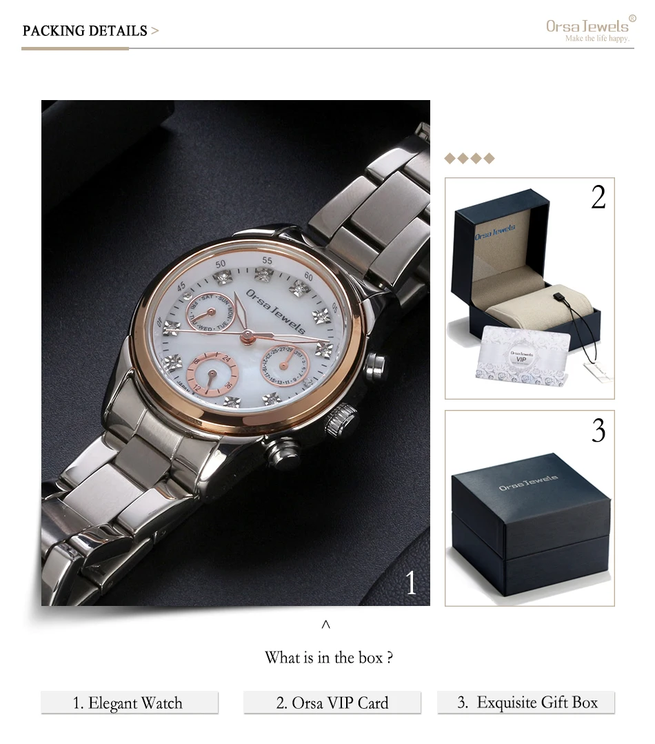 ORSA JEWELS 316L женские часы из нержавеющей стали модные женские кварцевые наручные часы серебряный цвет браслет водонепроницаемые часы OOW11