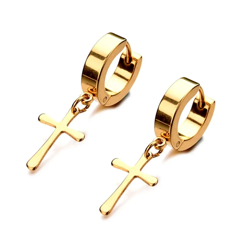 Gold-Cross Модные ювелирные серьги для женщин и мужчин Brincos новые трендовые серьги-гвоздики из нержавеющей стали с кубическим цирконием минималистичные ювелирные изделия - Окраска металла: Gold-Cross
