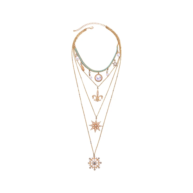 Съемные многослойные ожерелья шляпа шута ожерелье имитация жемчуга для женщин