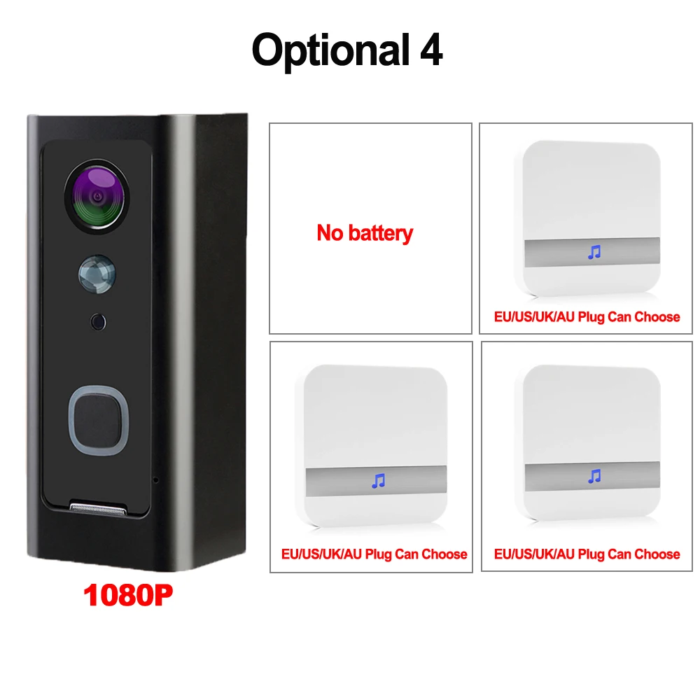 CDYCAM Full HD 1080P Wifi видео дверной звонок Водонепроницаемая беспроводная домашняя Secity камера Двусторонняя аудио связь ночное видение PIR смартфон - Цвет: Optional 4