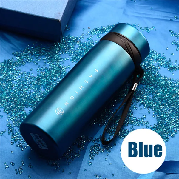 Blue 304 нержавеющая сталь бутылка для воды со льдом нагревающая чашка бизнес вакуумная колба с фильтром кофе термос Изолированная бутылка с веревкой - Цвет: Blue